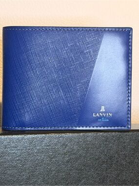 Lanvin en Bleu Two-Tone Blue Leather Bifold Men’s Wallet